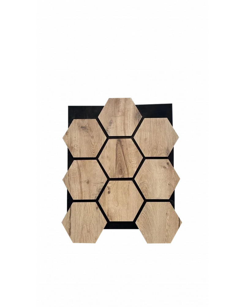 Hexagon Altıgen Mdf Akustik Duvar Paneli 65x80CM Atlantik Çam